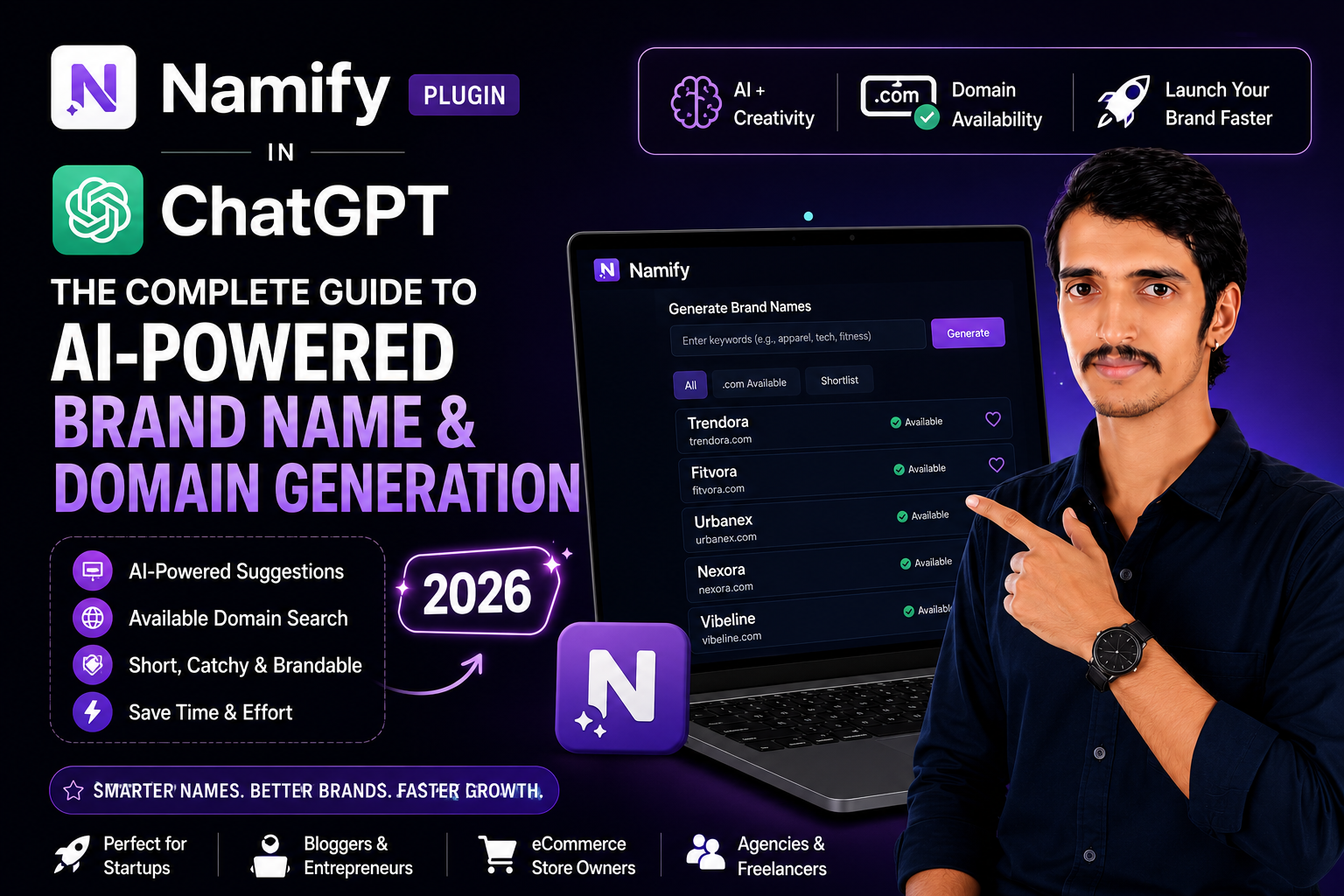 Namify Plugin in ChatGPT: The Complete Guide to AI-Powered Brand Name & Domain Generation (2026)